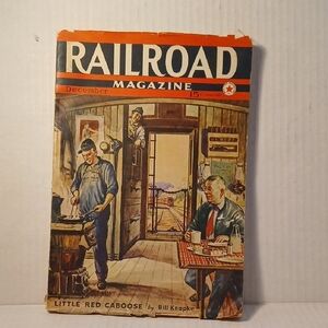Vintage Railroad Magazine Pulp Fiction Dec 1941 Locomotives WWII Collectible